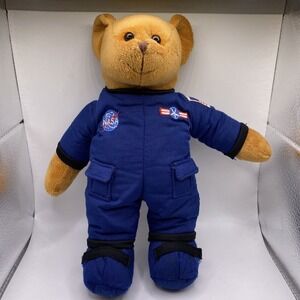 Vintage NASA Space Shuttle Crew Blue Jumpsuit Teddy Bear Plush 11"